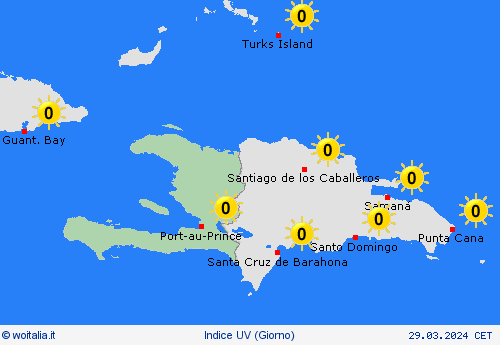 indice uv Haiti America Centrale Carte di previsione