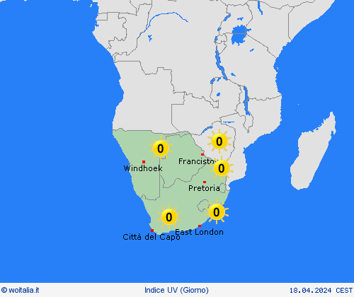 indice uv  Africa Carte di previsione