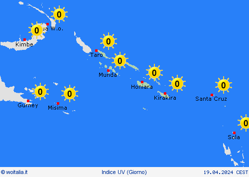 indice uv Isole Salomone Oceania Carte di previsione