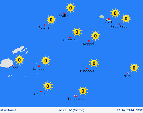 indice uv Samoa Oceania Carte di previsione