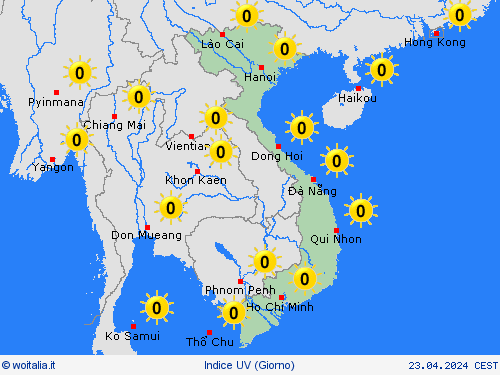indice uv Vietnam Asia Carte di previsione