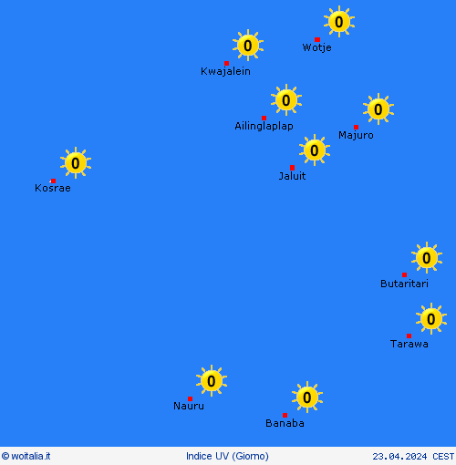 indice uv Isole Marshall Oceania Carte di previsione