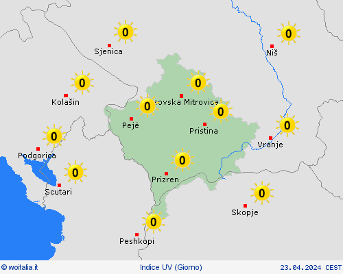 indice uv Kosovo Europa Carte di previsione