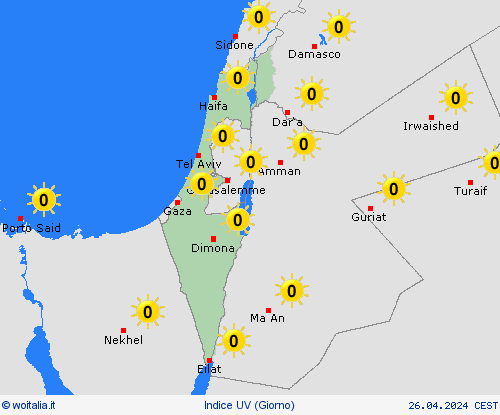 indice uv Israele Asia Carte di previsione