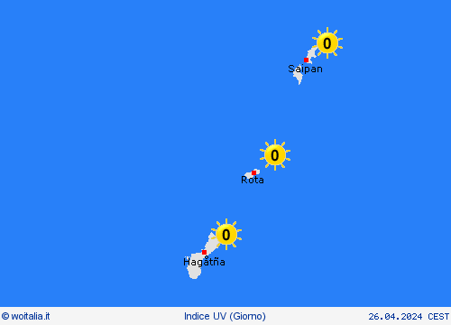 indice uv Isole Marianne Oceania Carte di previsione