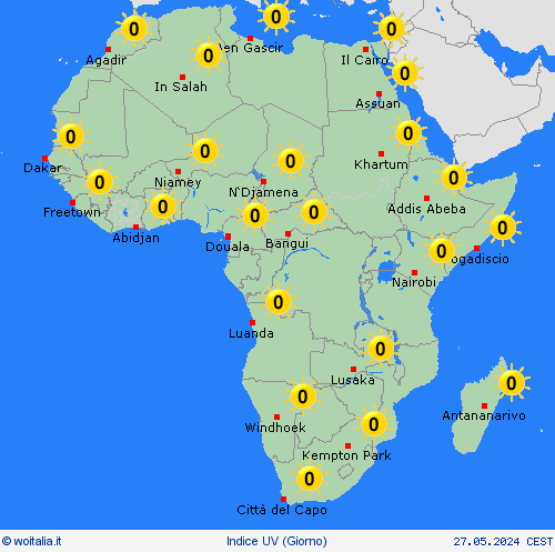 indice uv  Africa Carte di previsione