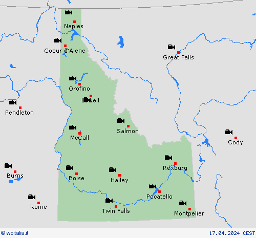 webcam Idaho America del Nord Carte di previsione