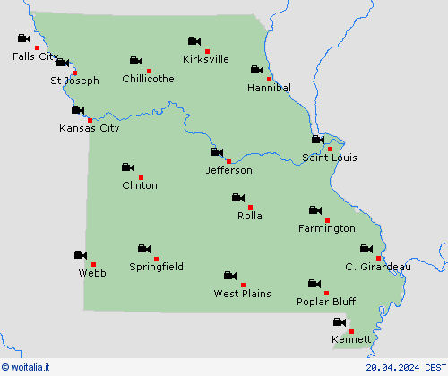 webcam Missouri America del Nord Carte di previsione