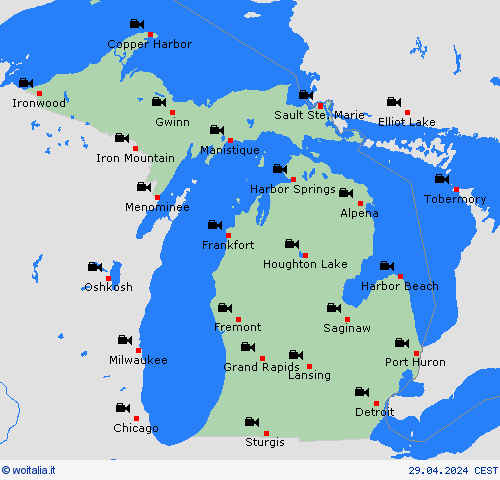 webcam Michigan America del Nord Carte di previsione