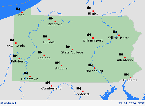 webcam Pennsylvania America del Nord Carte di previsione