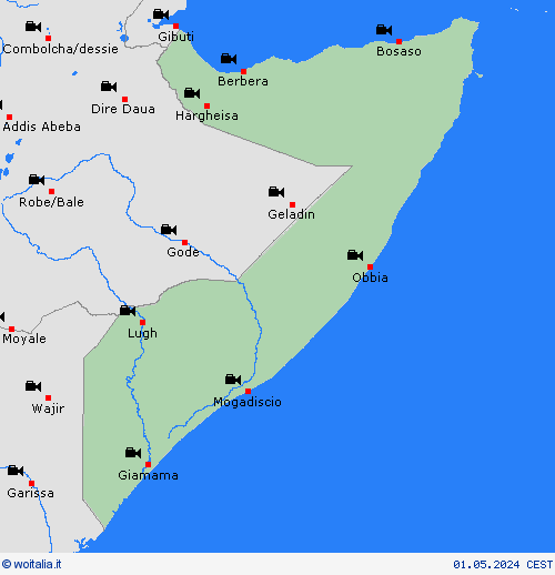 webcam Somalia Africa Carte di previsione