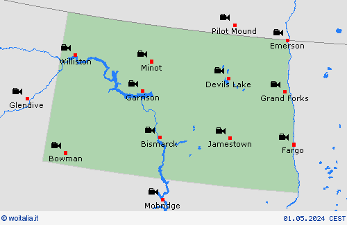 webcam Dakota del Nord America del Nord Carte di previsione