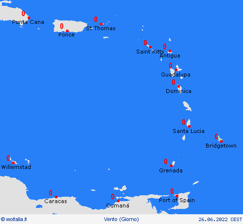 vento Barbados America Meridionale Carte di previsione