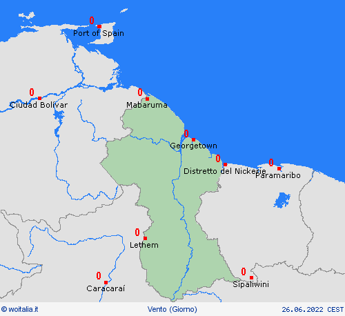 vento Guyana America Meridionale Carte di previsione