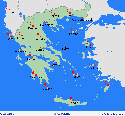 vento Grecia Europa Carte di previsione