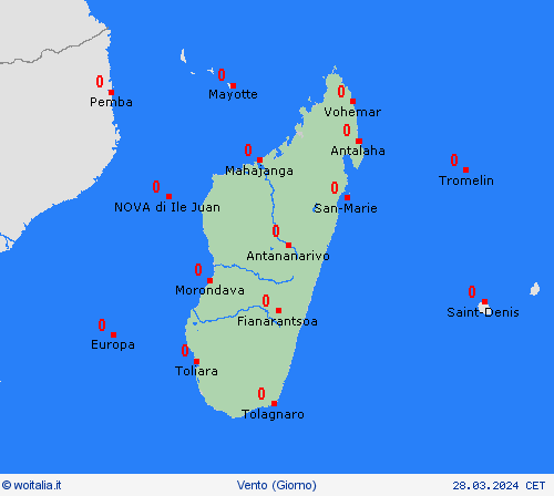 vento Madagascar Africa Carte di previsione