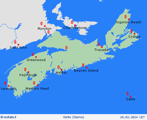vento Nuova Scozia America del Nord Carte di previsione