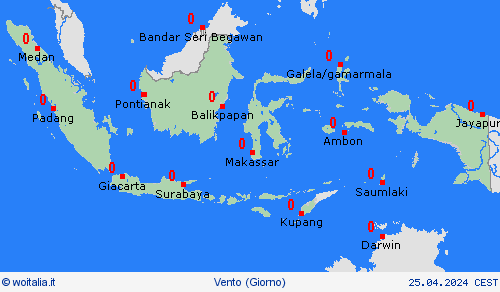 vento Indonesia Asia Carte di previsione