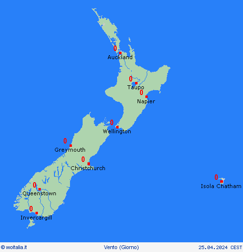 vento Nuova Zelanda Oceania Carte di previsione