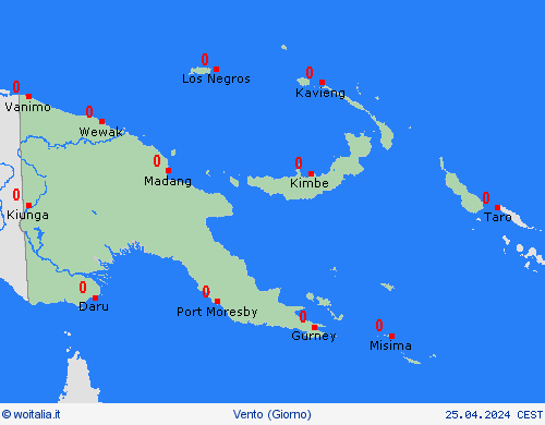 vento Papua Nuova Guinea Oceania Carte di previsione