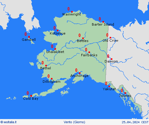 vento Alaska America del Nord Carte di previsione
