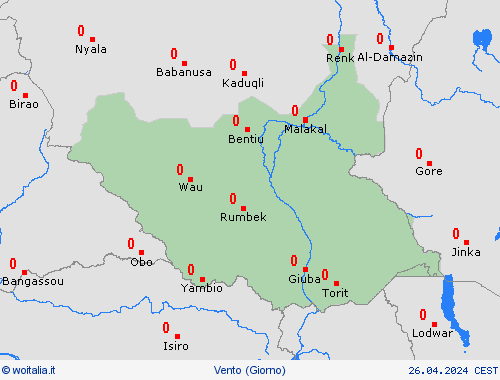 vento Sudan del Sud Africa Carte di previsione