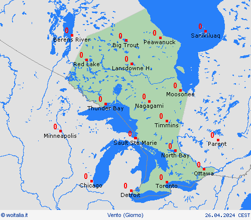 vento Ontario America del Nord Carte di previsione