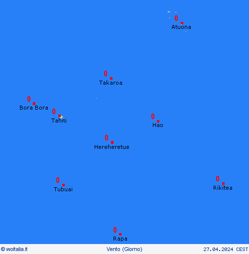 vento Polinesia francese Oceania Carte di previsione