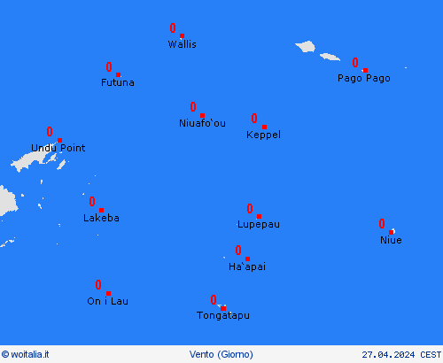 vento Tonga Oceania Carte di previsione