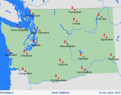 vento Washington America del Nord Carte di previsione