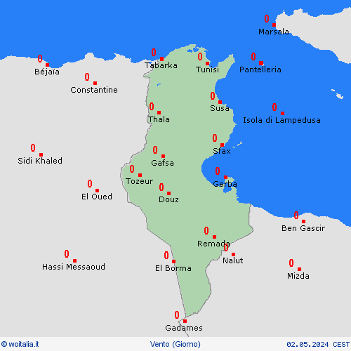vento Tunisia Africa Carte di previsione