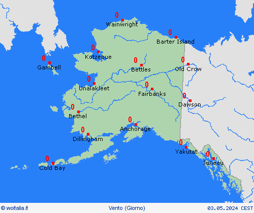 vento Alaska America del Nord Carte di previsione