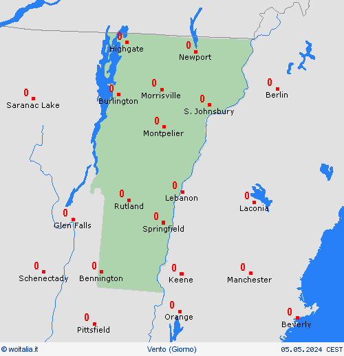 vento Vermont America del Nord Carte di previsione