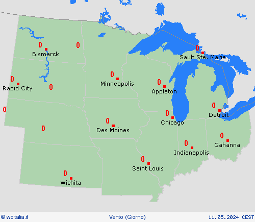 vento  America del Nord Carte di previsione