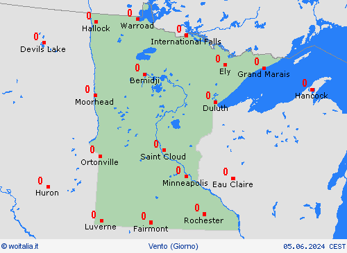 vento Minnesota America del Nord Carte di previsione