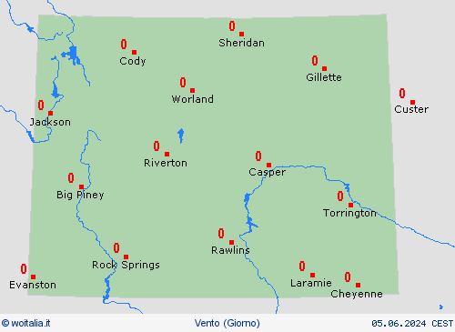 vento Wyoming America del Nord Carte di previsione