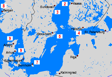 Mar Baltico Carte della temperatura dell’acqua