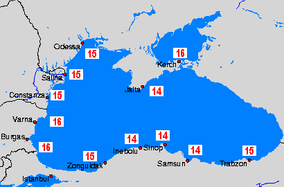 Mar Nero Carte della temperatura dell’acqua