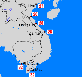 Vietnam Carte della temperatura dell’acqua